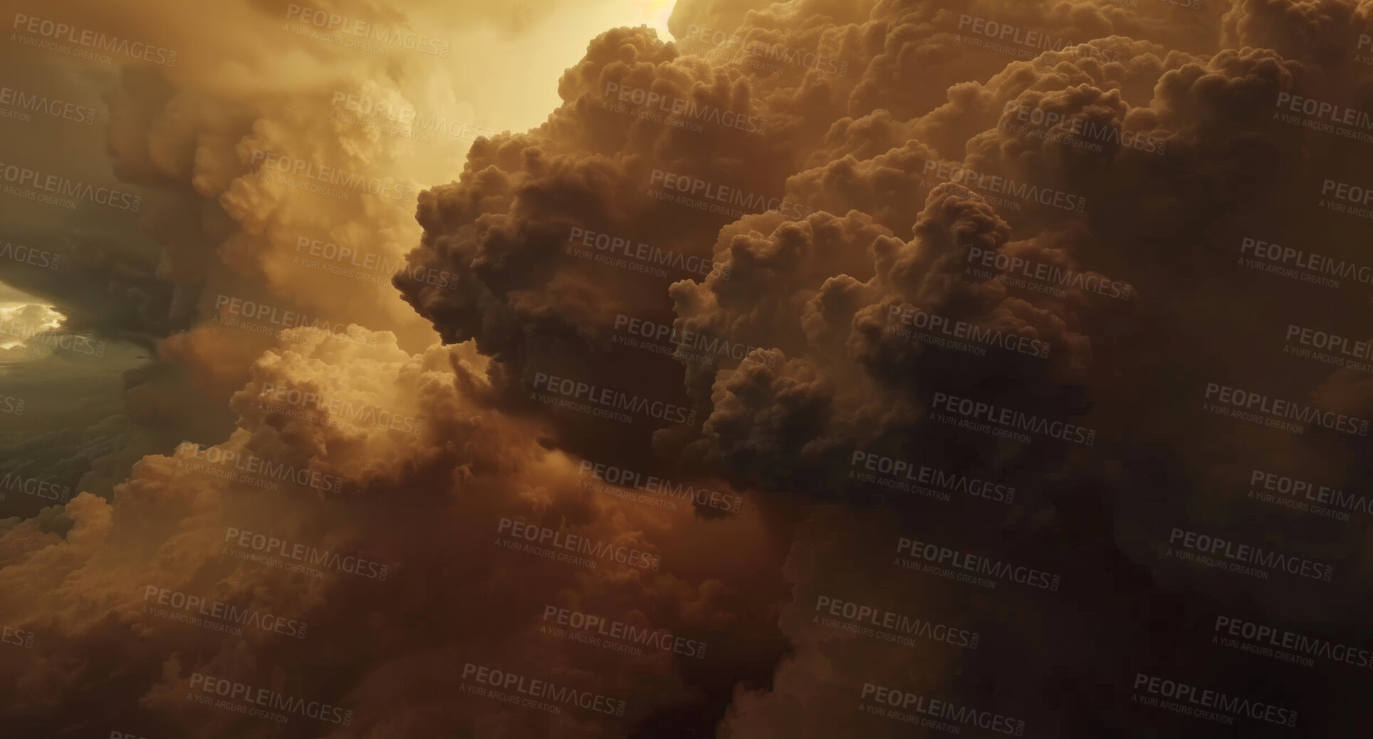 Buy stock photo Sky, clouds and outdoor environment for storm or  background texture for climate change. Gas, overcast or nature on abstract backdrop for greenhouse smoke, air or hurricane for global warming pattern