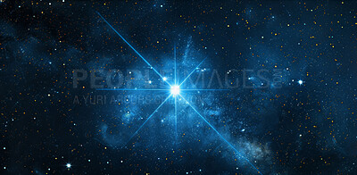 Space, abstract and light with star in nebula for universe, astronomy and cosmic wallpaper. Interstellar, design and dark background with astral shine for constellation, solar system and galaxy