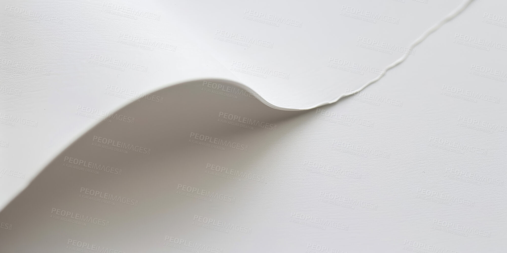Buy stock photo Page, texture and white paper or parchment, wave and pattern for material or marketing banner. Abstract, canvas and advertising fold for sheet art, blank and mockup space for wallpaper for creative