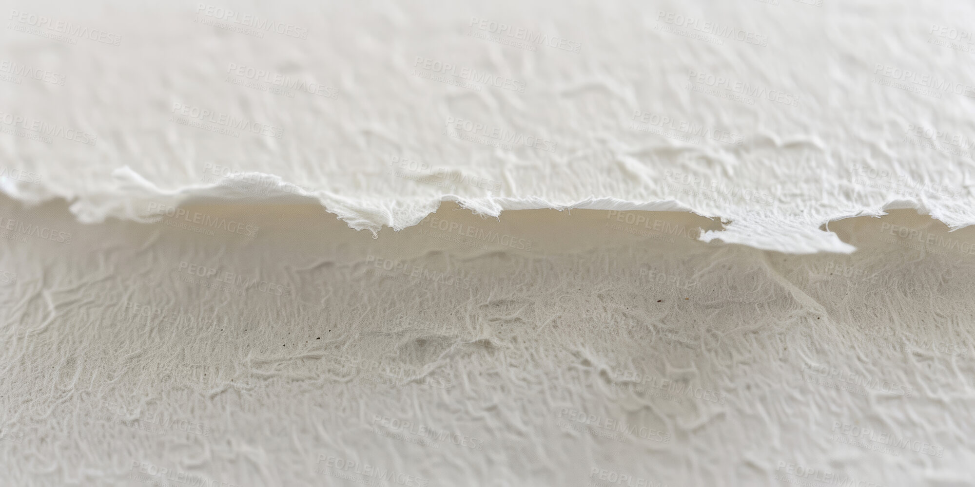 Buy stock photo Paper mache, handmade or macro with material, texture or plaster with dry for handcrafts or manufacturing. Recycling, art and diy in closeup with detail or damaged surface with  eco friendly fiber