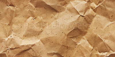 Brown paper, trash and closeup for recycling, ecology and climate with accountability for pollution. Page, warehouse or storage for garbage, care and environment with eco friendly solution for waste