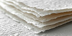 Creative, texture and stack of handmade paper for sustainability, eco friendly and printing. Fabric, material and renewable resource with sheet in pile for environment, conservation and biodegradable
