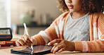 Girl child, hands and drawing on tablet for homeschool, learning and growth or development of motor skills with digital art. Home, creativity and sketch online for handwriting practice and education.