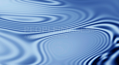 Buy stock photo Waves, ripple and blue with water drop pattern with mockup for 3d, digital and texture. Environment, design and futuristic with liquid in background for abstract, sustainability and art deco graphic