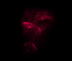 Smoke, studio and fog with vapor, incense and creative art with red illusion and swirl. Colorful, neon puff and black background isolated with steam effect, cloud and magic mist of aura in the air