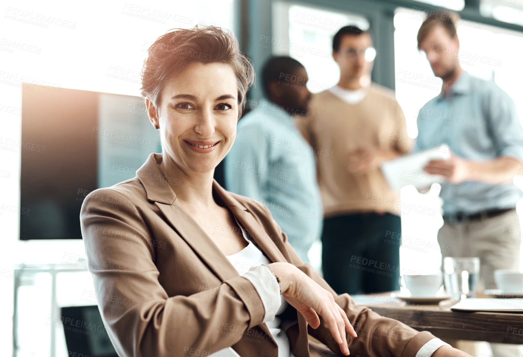 Buy stock photo Portrait, smile and business woman in office for career, job or leader coworking in company. Face, sales manager and happy professional entrepreneur, expert or confident employee working at workplace