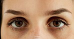 Closeup, eyes and woman with vision, face and glaucoma exam with optical assessment. Portrait, person and model with wellness and ophthalmology with healthy eyesight and optometry with eye care