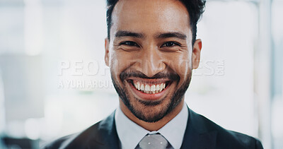 Buy stock photo Portrait, business and man in office, confident and professional with corporate job, accountant and pride. Face, happy employee or financial advisor with consulting agency, career ambition with smile