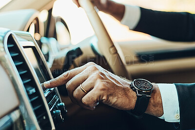 Buy stock photo Cropped shot of an unrecognizable man driving