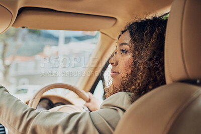 Buy stock photo Shot of an attractive businesswoman on her morning commute