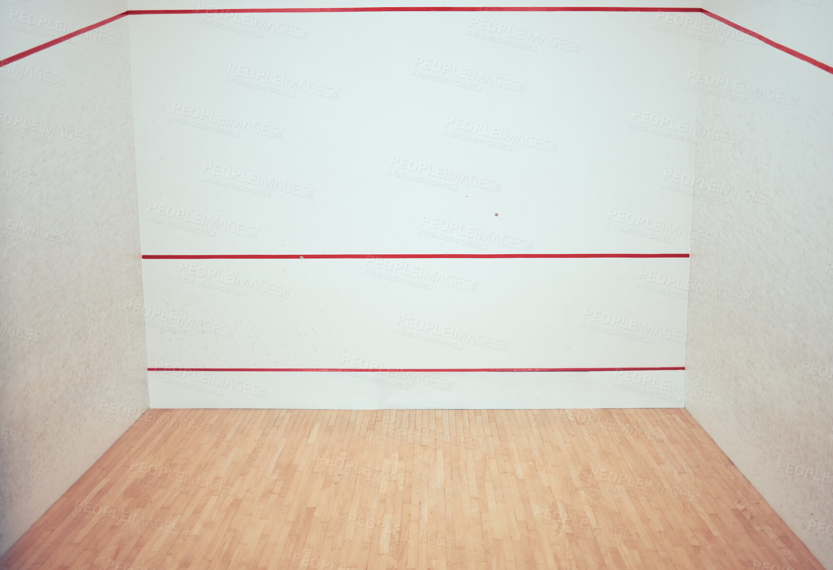 Buy stock photo Empty, squash court and background for sport in practice club for training, competition and challenge. Indoor arena, wall and room for ball game, playing center and workout interior with mockup space