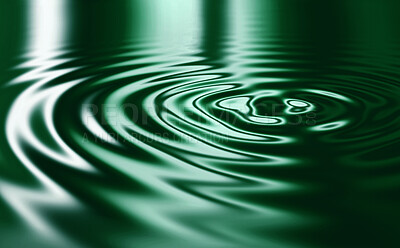 Buy stock photo Wallpaper, 3D liquid ripples or graphics of blue circular waves with a metallic reflection on the surface. Texture, effect and art deco of movement in a futuristic pool or smooth zen water background