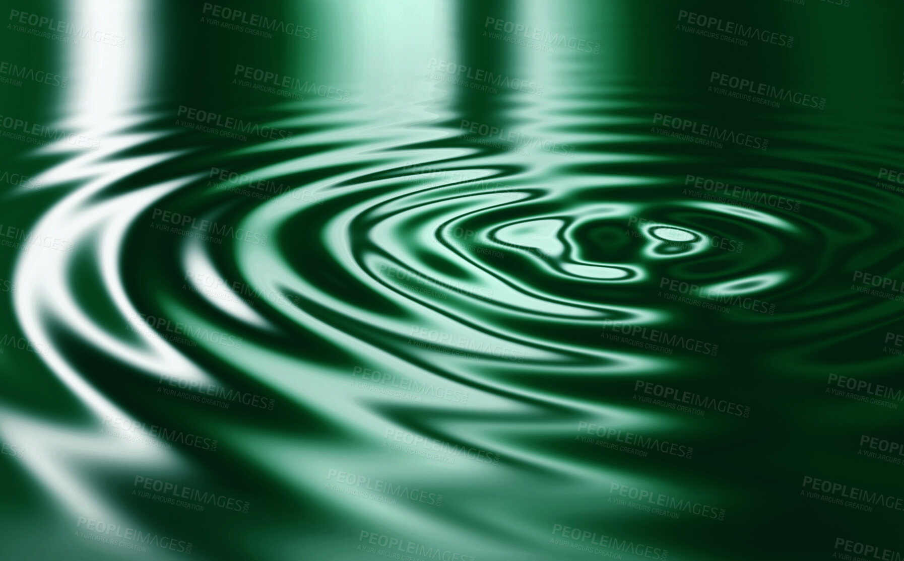 Buy stock photo Wallpaper, 3D liquid ripples or graphics of blue circular waves with a metallic reflection on the surface. Texture, effect and art deco of movement in a futuristic pool or smooth zen water background