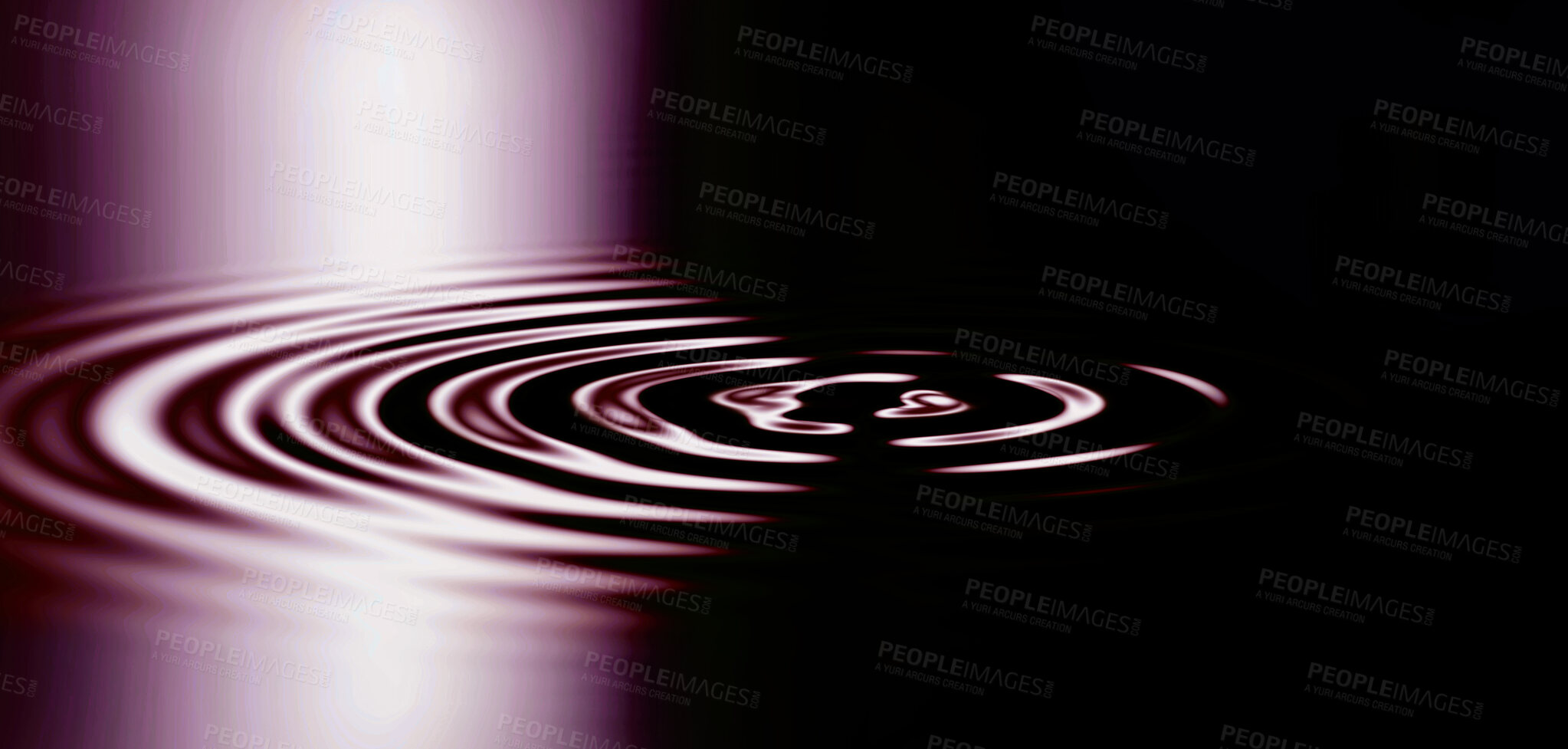 Buy stock photo Wallpaper, 3D liquid ripples or graphics of blue circular waves with a metallic reflection on the surface. Texture, effect and art deco of movement in a futuristic pool or smooth zen water background