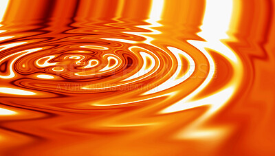 Buy stock photo Waves, ripple and orange with liquid, pattern and background for digital 3d texture. Environment, reflection and futuristic with abstract, fluid and art deco for dynamic flow and visual glow