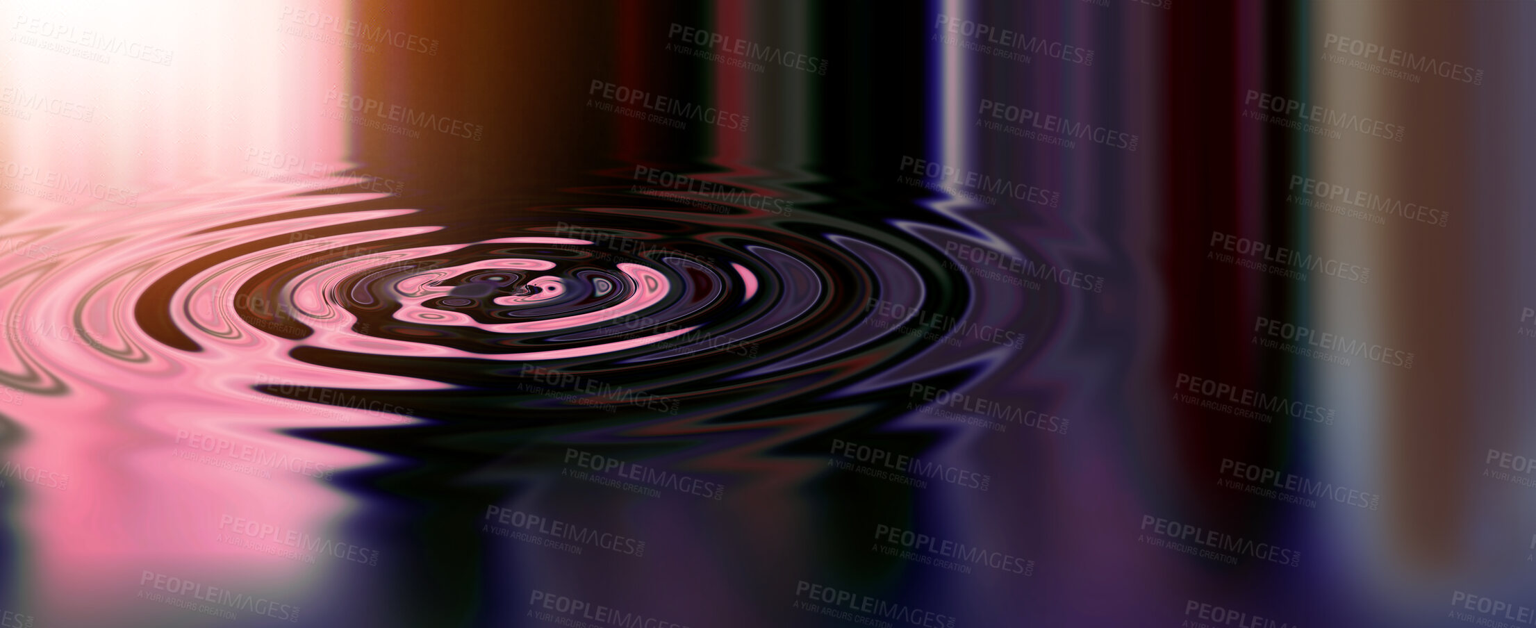 Buy stock photo Waves, ripple and design with water drop pattern with mockup for 3d, digital and texture. Environment, reflection and futuristic with liquid in background for abstract, sustainability and art deco