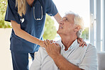 Closeup of an unrecognizable doctor offering their patient support during recovery. A loving unknown doctor holding the hand of her patient and showing kindness while doing a checkup at home