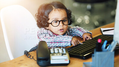 Buy stock photo Shot of a cute little girl at home