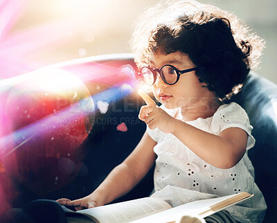 Buy stock photo Shot of a cute little girl at home