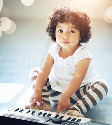 Buy stock photo Shot of a cute little girl at home