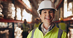 Portrait, stock and storage with woman in warehouse for distribution, logistics or supply chain management. Delivery, inventory and smile with person in depot for backlog, order or shipment planning