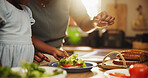 Family, mother and girl in kitchen, lunch and healthy meal with ingredients, learning and morning. Single parent, closeup or mama with daughter, sandwich and home for food, bonding together or hungry