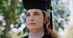 Woman, graduation and girl with celebration, outdoor and ceremony for degree, university and success. Event, person and student with achievement, academic goals and college with scholarship or award