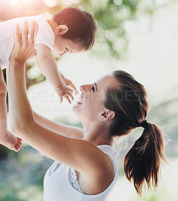 Buy stock photo Shot of a mother and her little baby