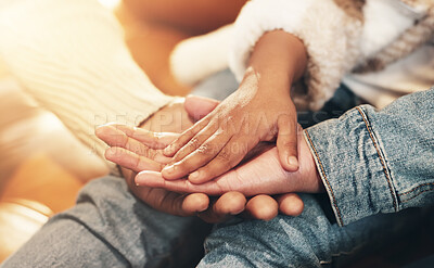 Buy stock photo Hands, generations and unity for support, care and love together with relationship, comfort and touch. People, family and connection for bonding, solidarity and trust with embrace or collaboration