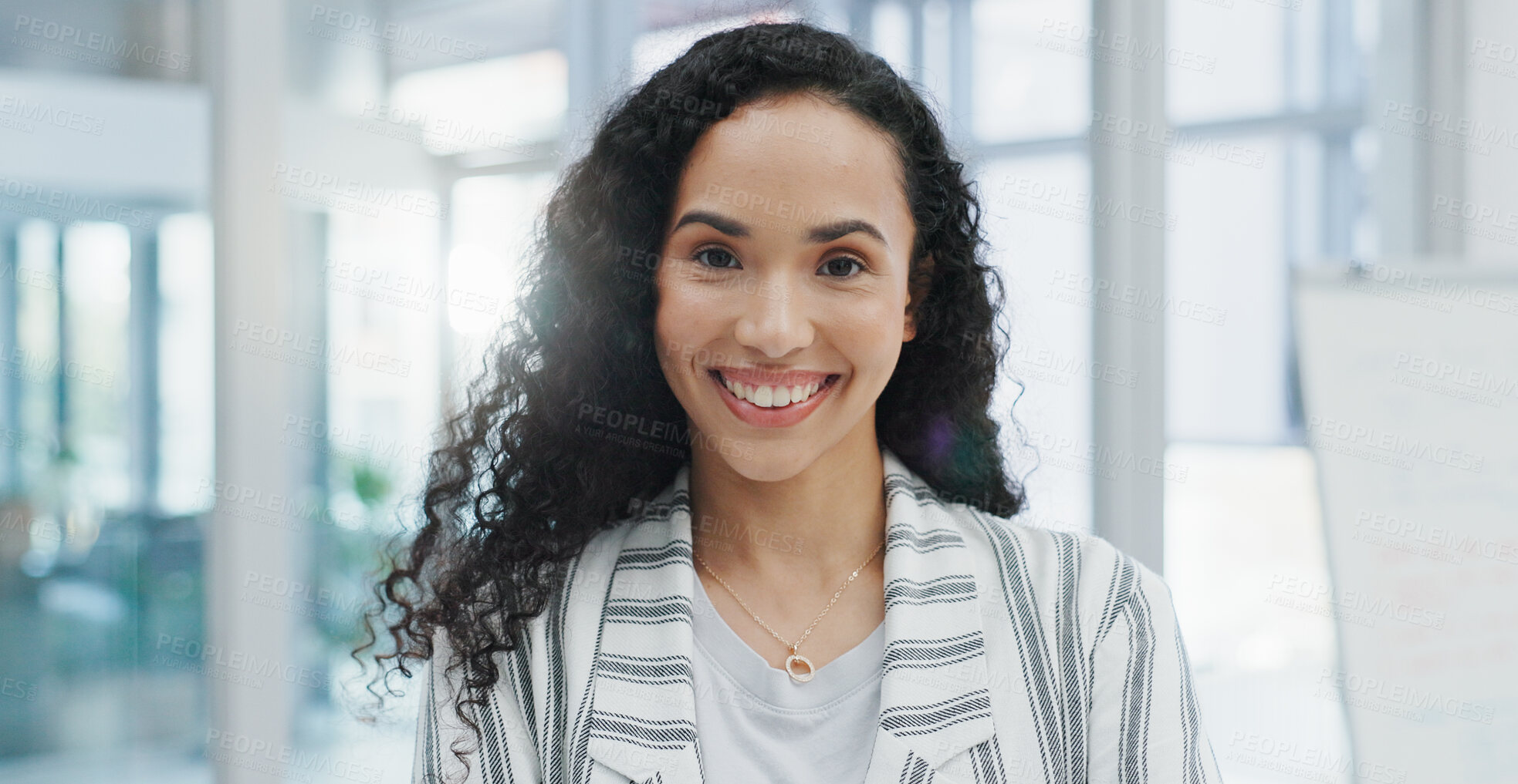 Buy stock photo Happy, corporate and portrait of business woman with company pride, confidence and smile. Entrepreneur, professional consultant and face of person in office for career, job opportunity and working