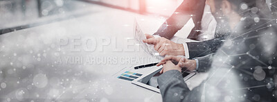 Buy stock photo High angle shot of a group of businesspeople meeting in the boardroom