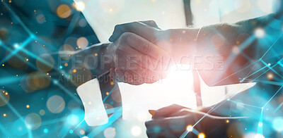 Buy stock photo Handshake, meeting and business people with teamwork, partnership and contract with deal. Office, promotion and b2b with corporate staff with agreement and cooperation with welcome of shaking hands