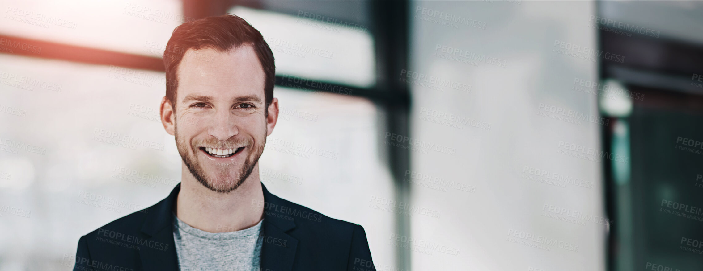 Buy stock photo Portrait of a successful businessman standing in his office