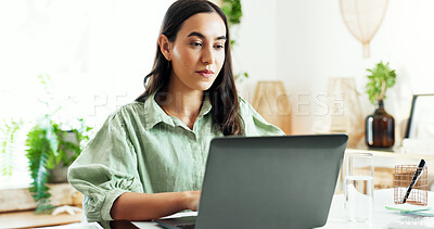 Buy stock photo Business woman, laptop and website planning in office with entrepreneur and ideas for project. Working, professional and desk with staff and writing press release for research of publicity consultant