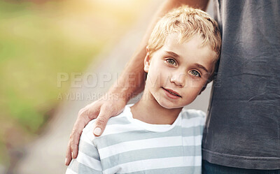 Buy stock photo A cute little boy with his father