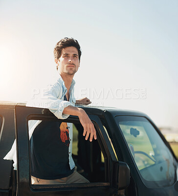 Buy stock photo A young man gazing into the distance