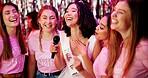 Bachelorette party, karaoke and night with women at club for bride to be, wedding and singing. Music, bridal shower and hen do with people and microphone for social event, friends and celebration