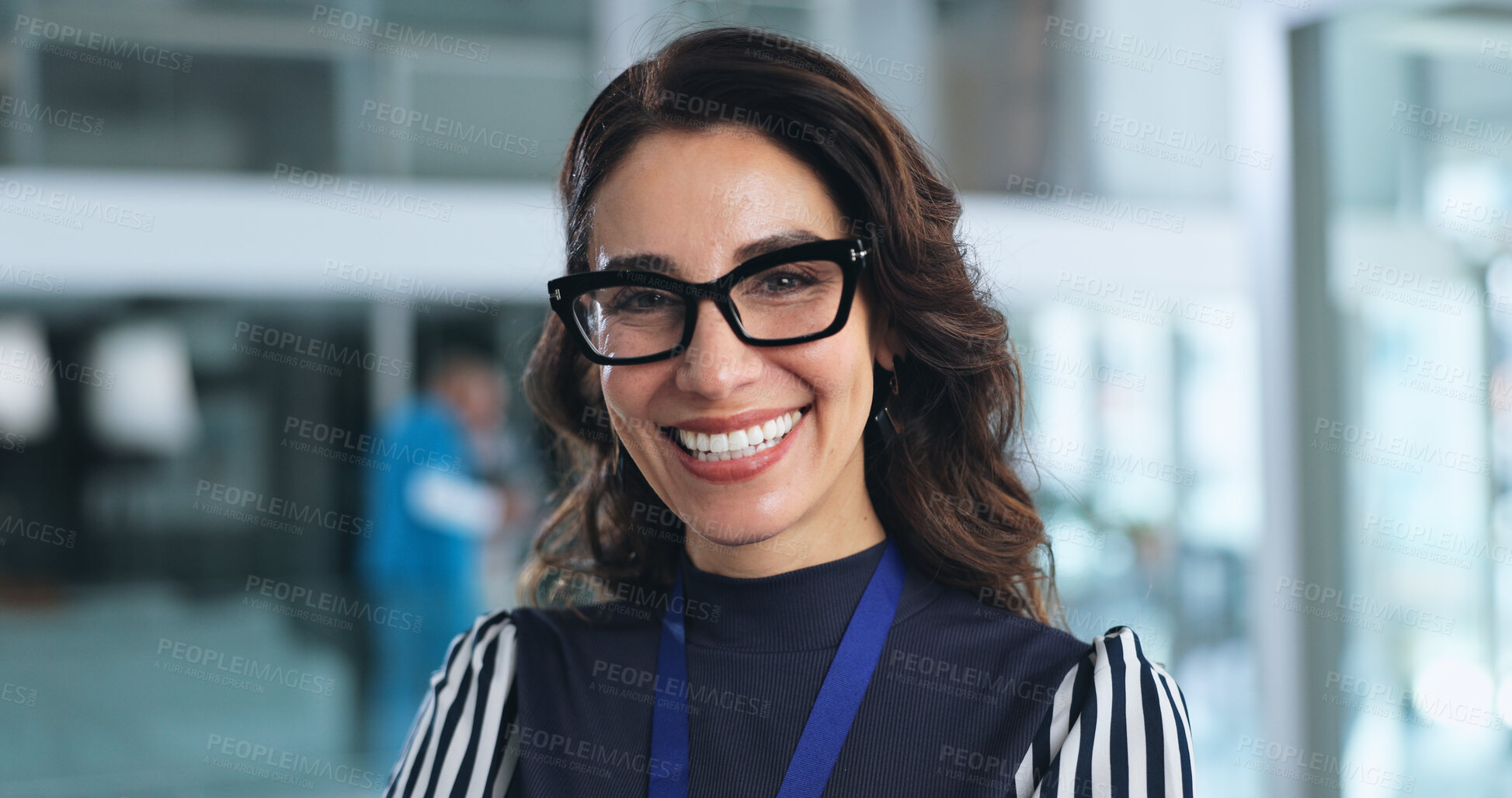 Buy stock photo Woman, healthcare and portrait in clinic with glasses, professional and confidence. Mature hospital CEO, happy and pride in private facility for wellness, medical knowledge and experience in medicare