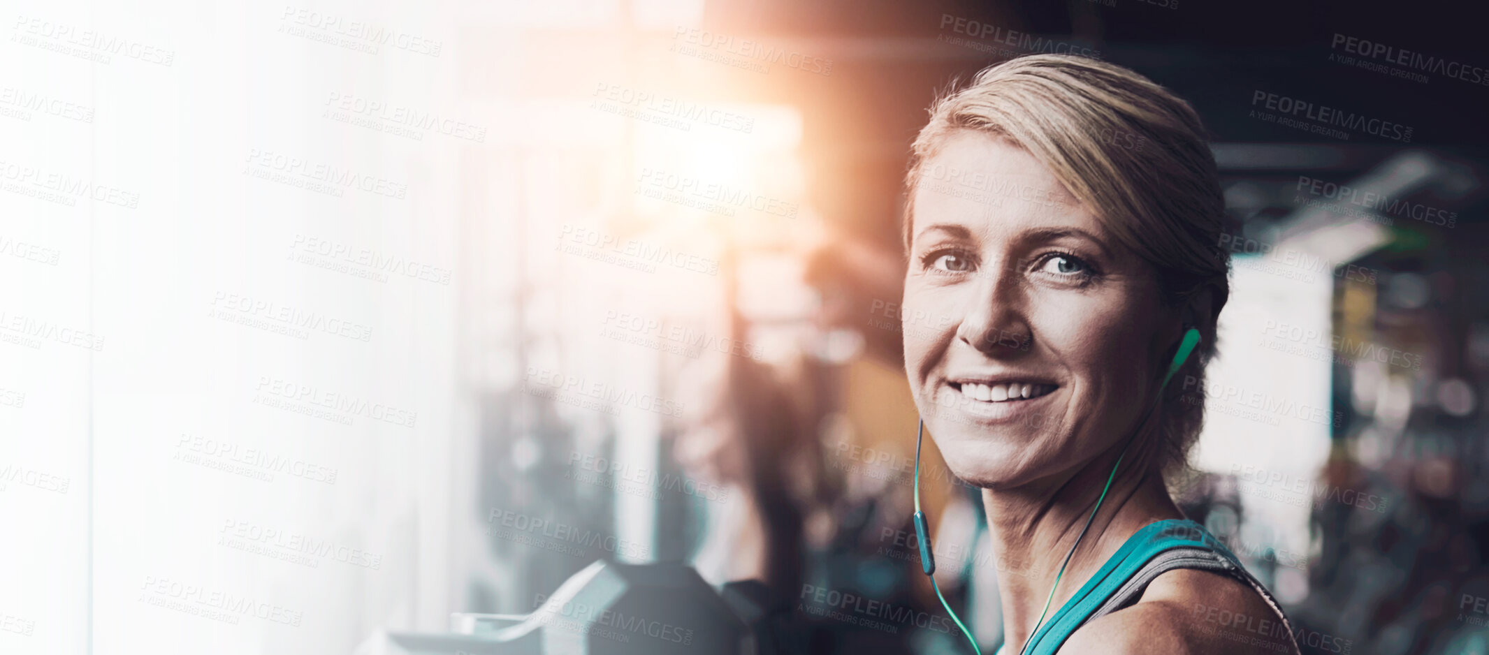 Buy stock photo Shot of a woman doing weight exercises at the gym