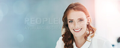 Buy stock photo Portrait of a young businesswoman sitting in an office