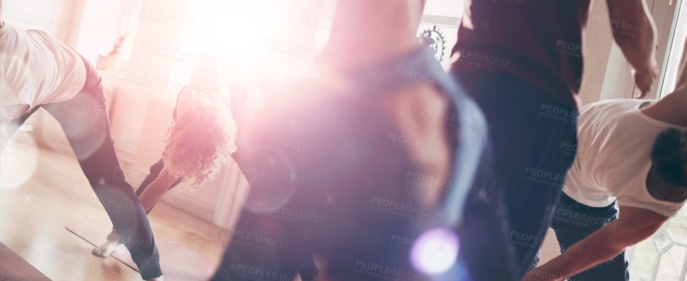 Buy stock photo Cropped shot of a group of people attending a yoga class