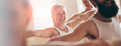 Buy stock photo Cropped shot of a group of people attending a yoga class