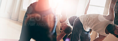 Buy stock photo Cropped shot of a group of people attending a yoga class