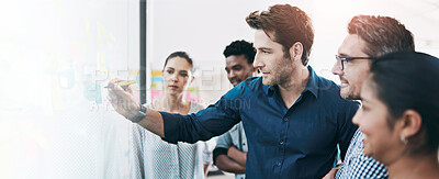 Buy stock photo Shot of a business meeting on the go