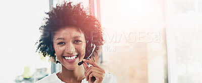 Buy stock photo Portrait of a friendly support agent working in an office