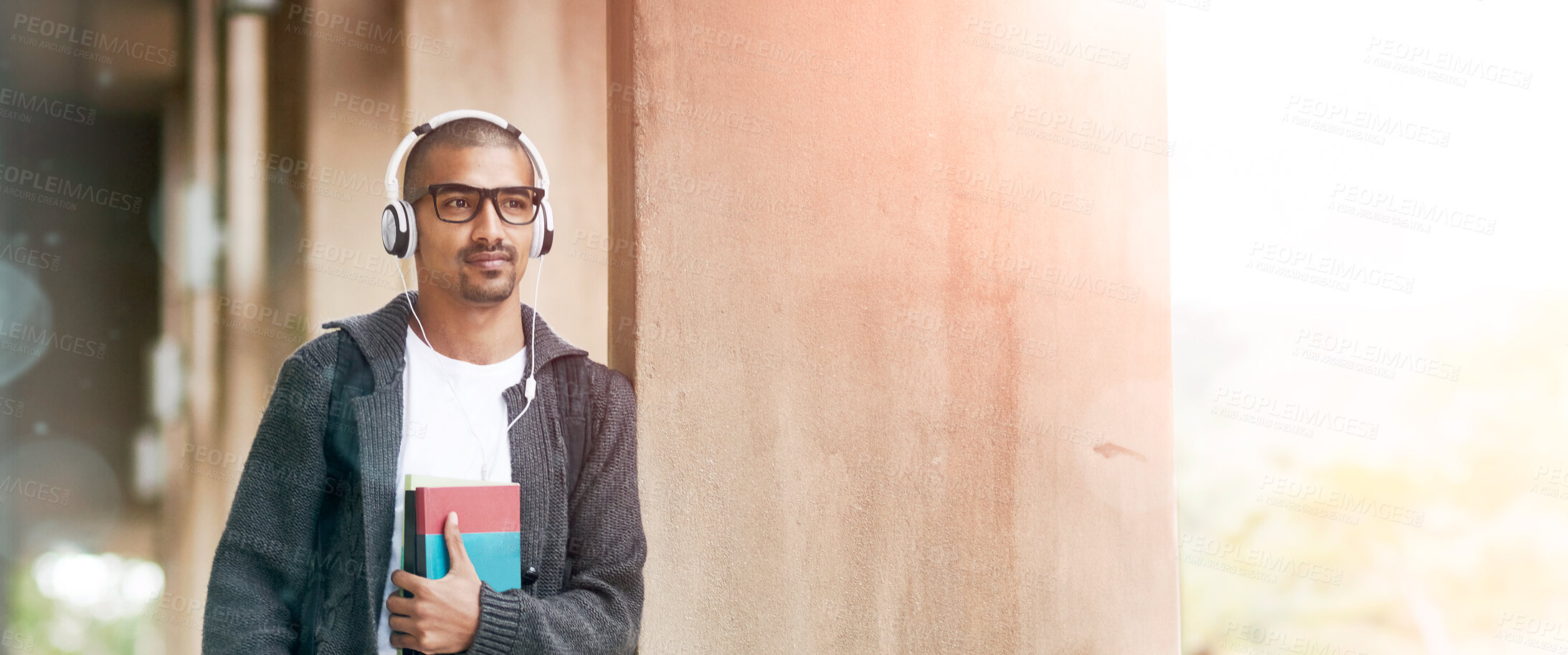 Buy stock photo Shot of a college student at campus