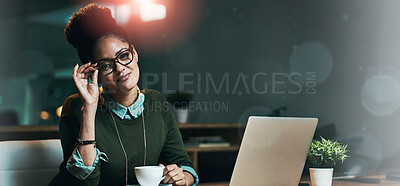 Buy stock photo Portrait of an attractive young woman working on her laptop in the office