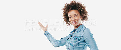 Buy stock photo Studio shot of an attractive young woman isolated on white