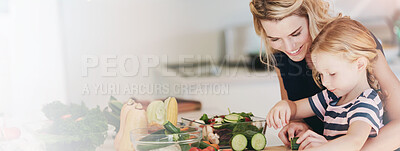 Buy stock photo Cropped shot of a mother cooking together with her two kids at home