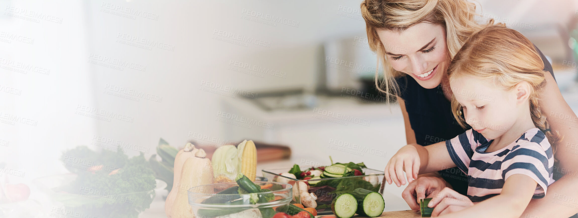 Buy stock photo Cropped shot of a mother cooking together with her two kids at home